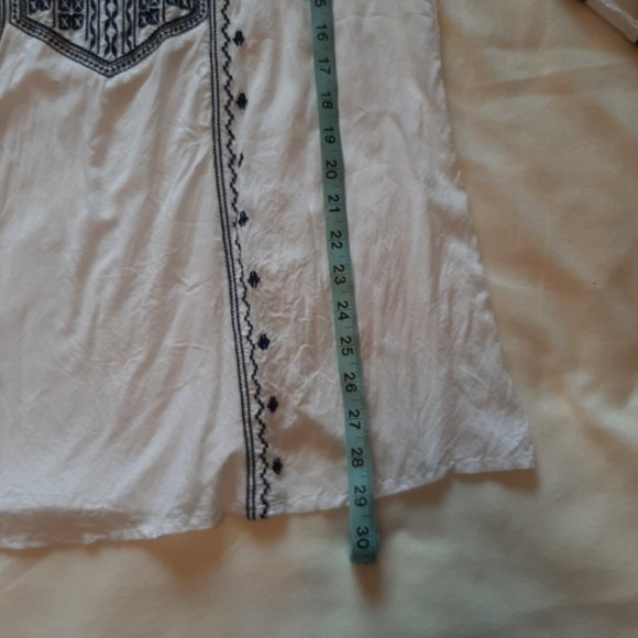 Women's Notch Neck Boho Blouse; Semi-sheer, flowy; Versatile neutral colors - Picture 6 of 7